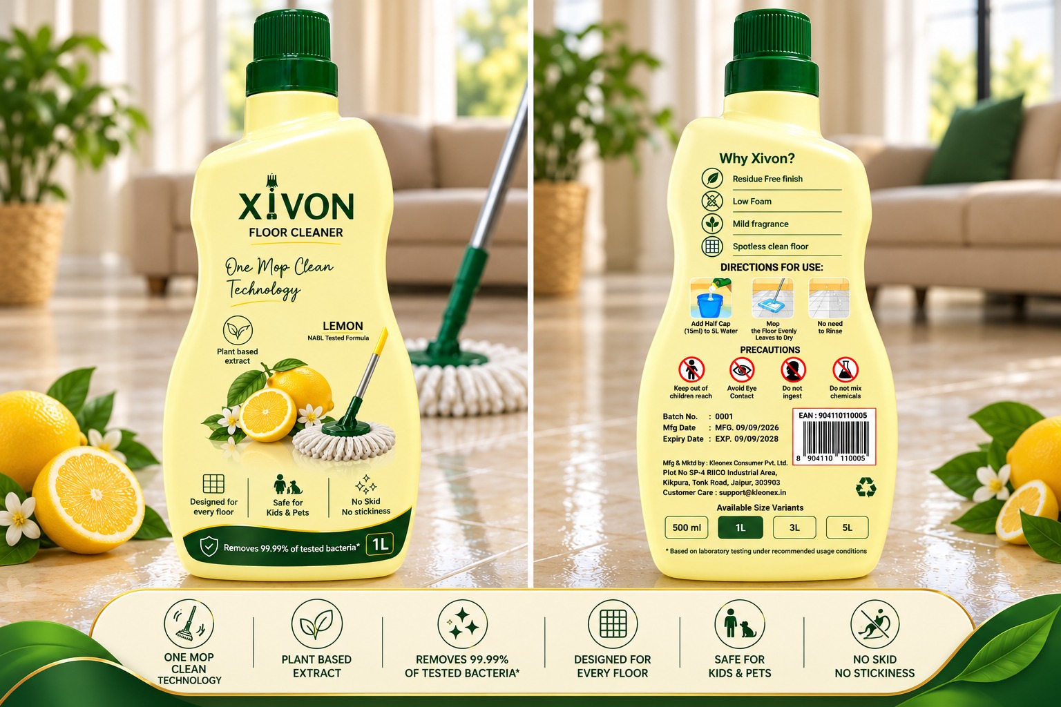 XIVON Floor Cleaner — front and back of bottle